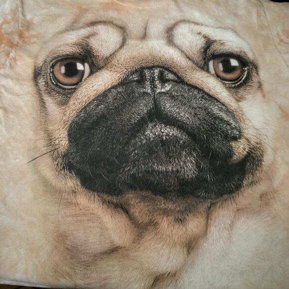 The Mountain Pug Face Shirt Large Beige Tie Dye Puppy Animal Graphic - Picture 8 of 9